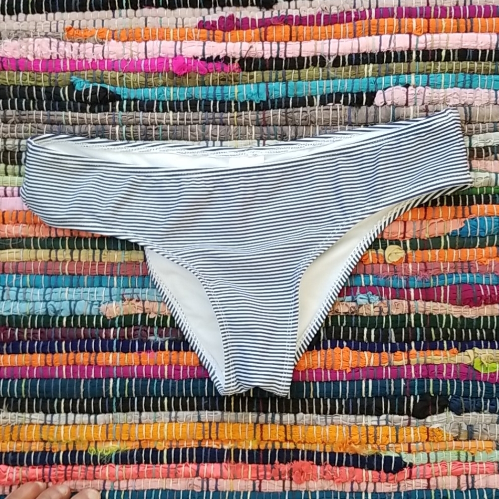 Xhilaration Navy blue White striped bikini bottom